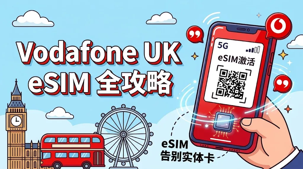 2026英国Vodafone eSIM全攻略:低成本保号、接收短信验证码、PAYG资费、激活与实体卡转eSIM